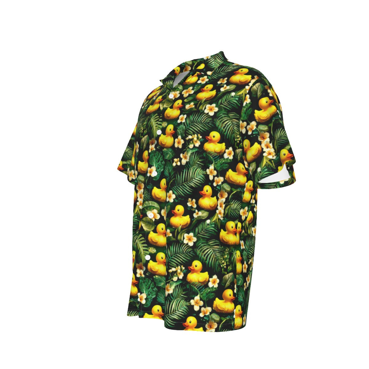 Tropical Forest Rubber Duck Men's Hawaiian Shirt With Pocket