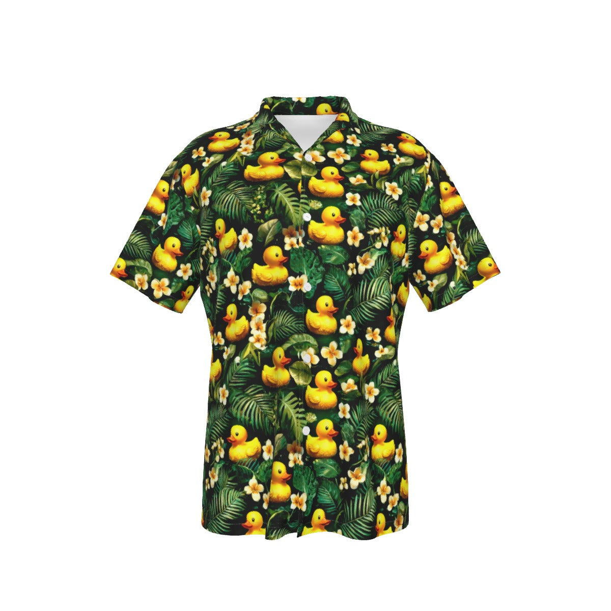 Tropical Forest Rubber Duck Men's Hawaiian Shirt With Pocket