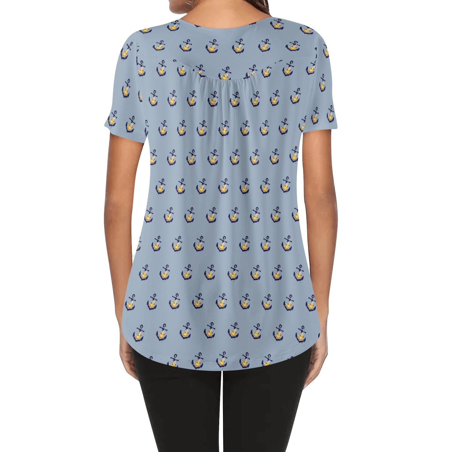 Ahoy Ducky Womens Scoop Neck Short Sleeved Blouse
