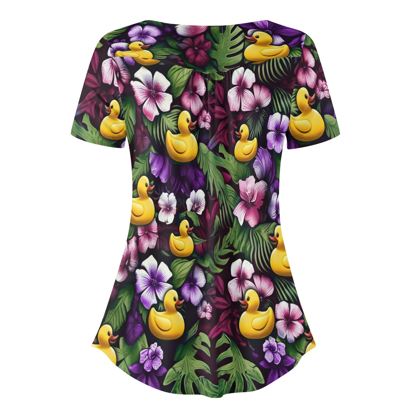 Ducky Hawaiian Womens Scoop Neck Short Sleeved Blouse