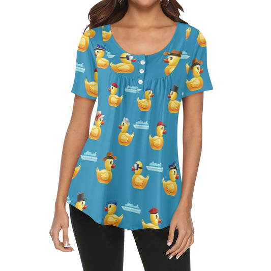 Just Ducky Womens Scoop Neck Short Sleeved Blouse