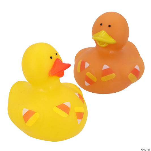 Bright Orange & Yellow Candy Corn Rubber Ducks - by the dozen