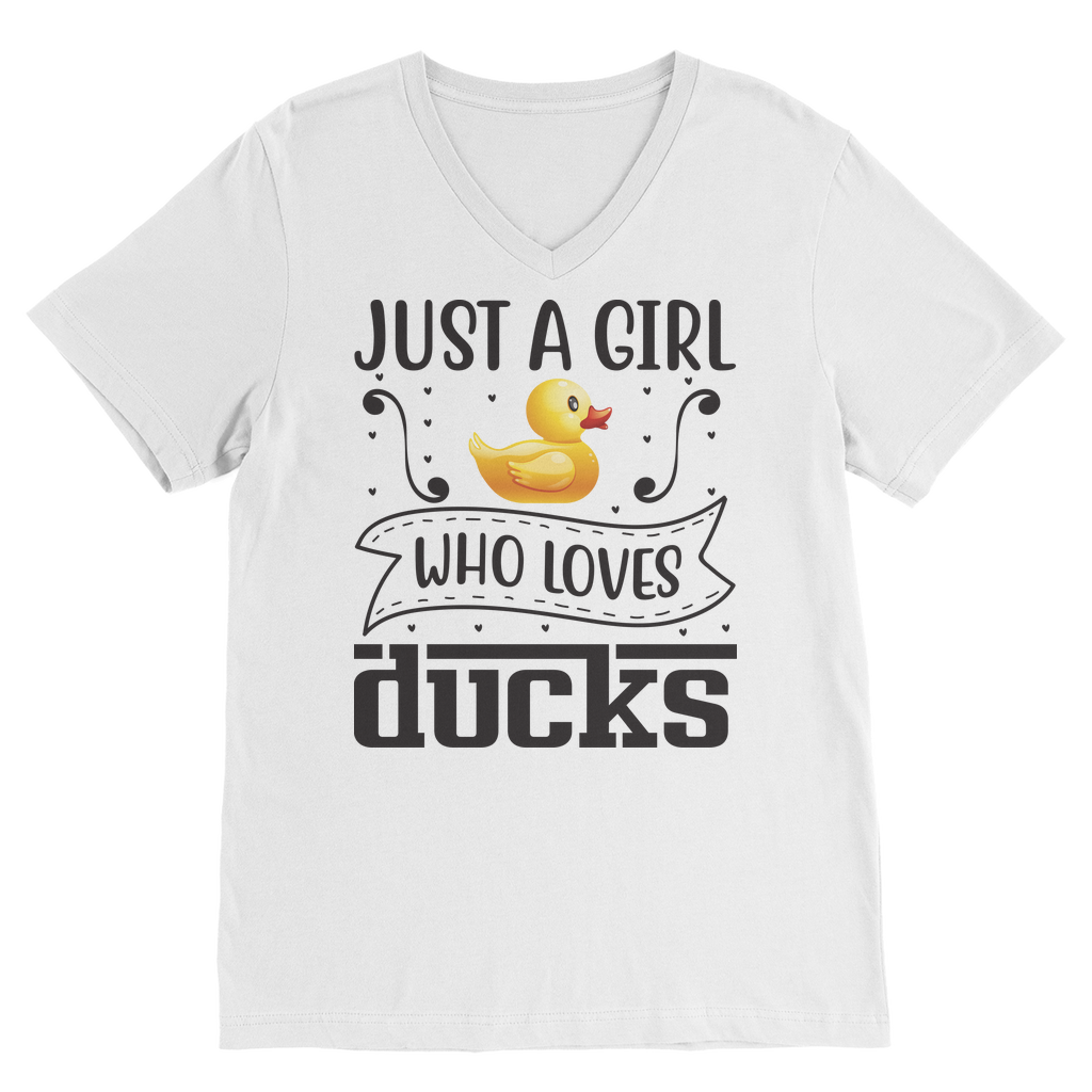 Just a Girl Who Loves Ducks Classic V-Neck T-Shirt