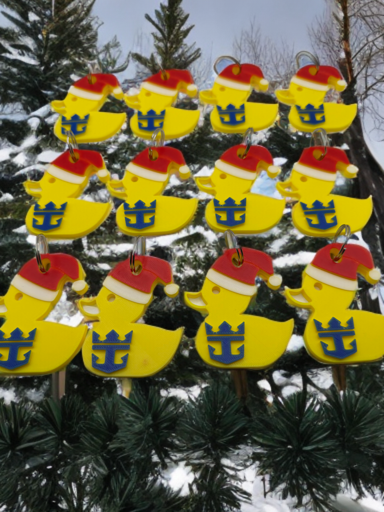 Set of 12 Royal Santa duck keychains