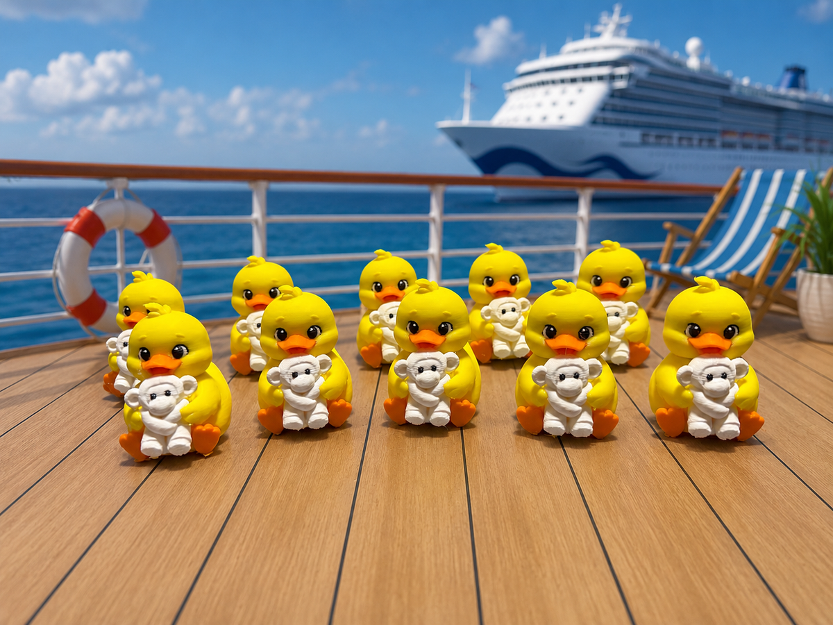 Set of 10 ducks holding cruise towel monkeys