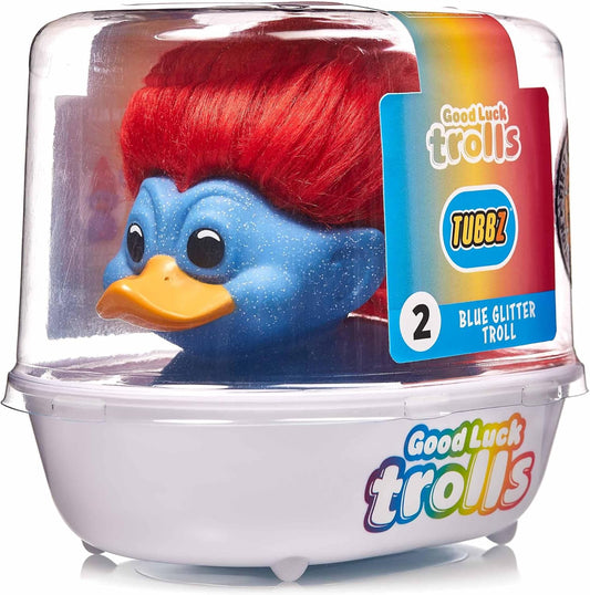 Blue Glitter Troll TUBBZ collectible duck, product image 1