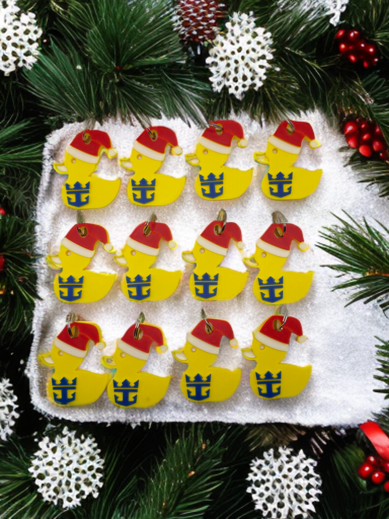 Set of 12 Royal Santa duck keychains