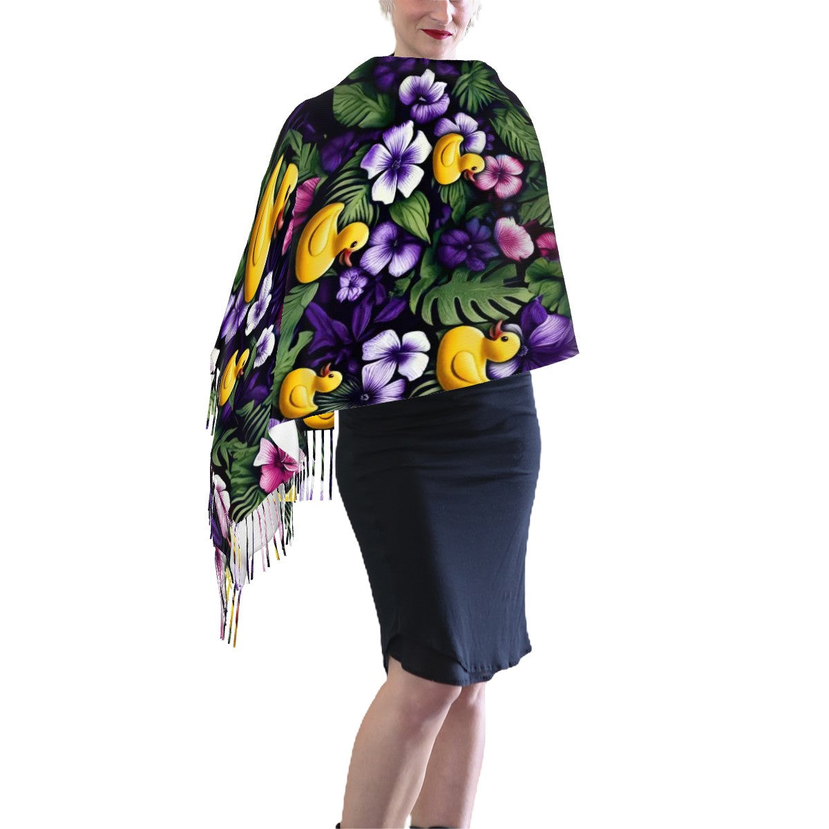 Royal Purple Warm Fringed Scarf for Women