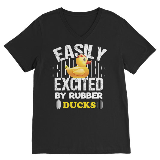 Easily Excited by Rubber Ducks Classic V-Neck T-Shirt