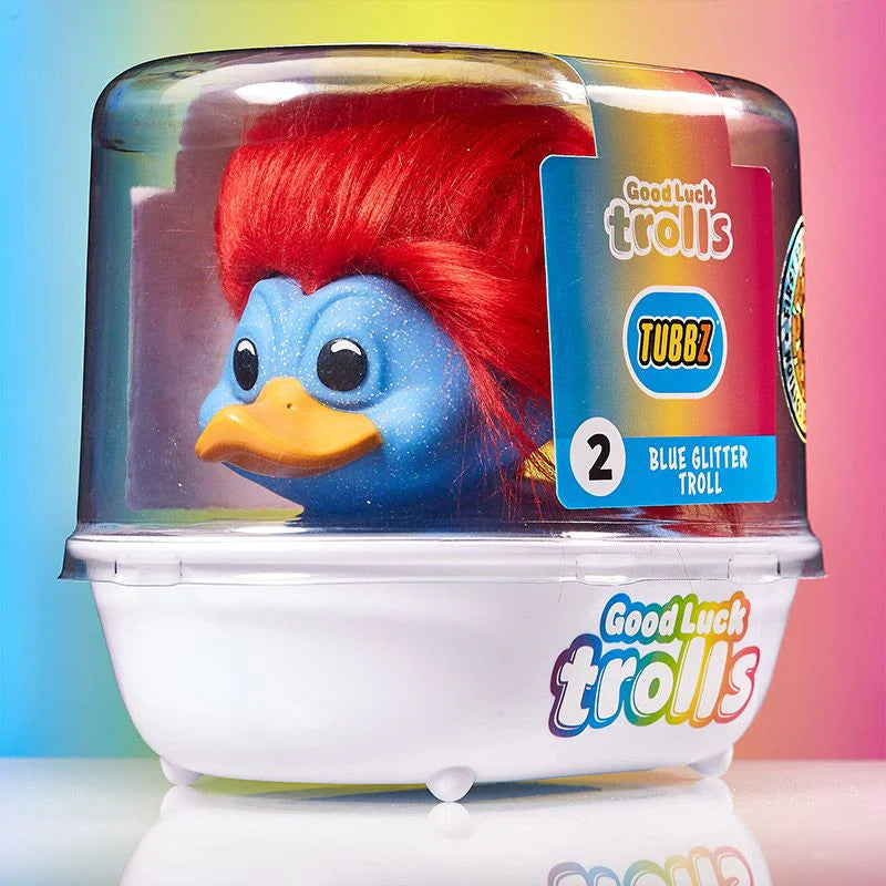 First Edition Official Trolls Glitter Blue Troll TUBBZ Duck Collectable