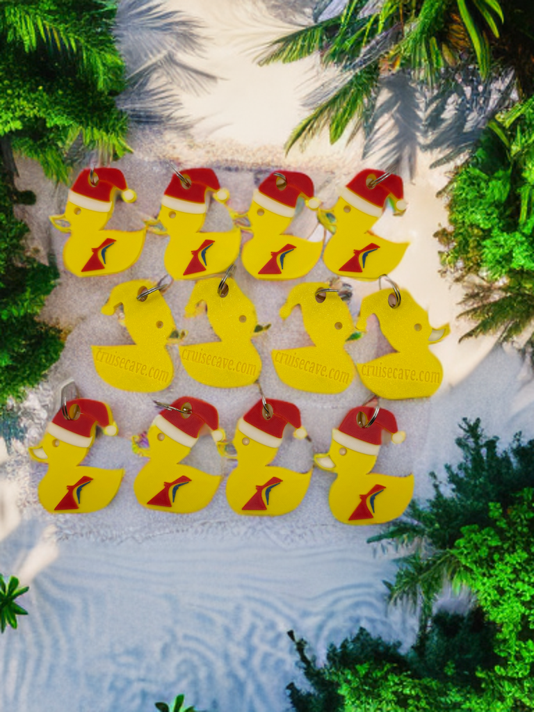 Set of 12 Carnival Santa duck keychains