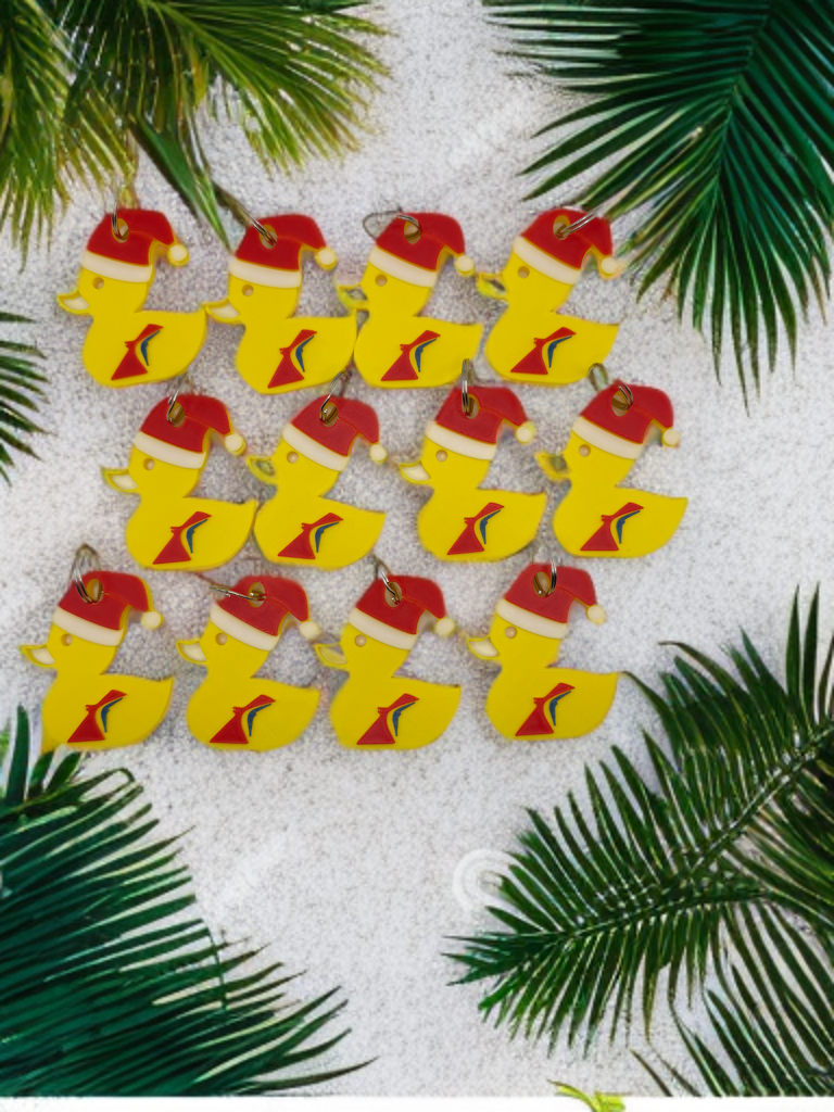 Set of 12 Carnival Santa duck keychains