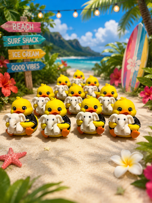 Set of 10 3D printed cruise room attendant ducks