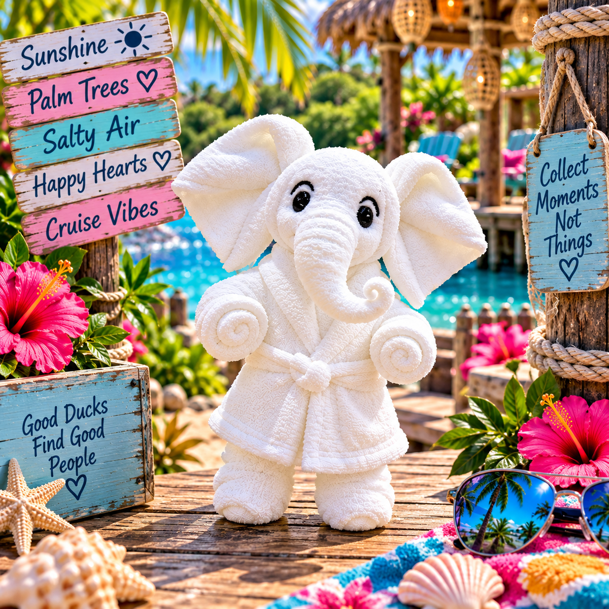 3D printed cruise towel elephant collectible