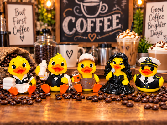 Set of 5 3D printed cruise crew ducks