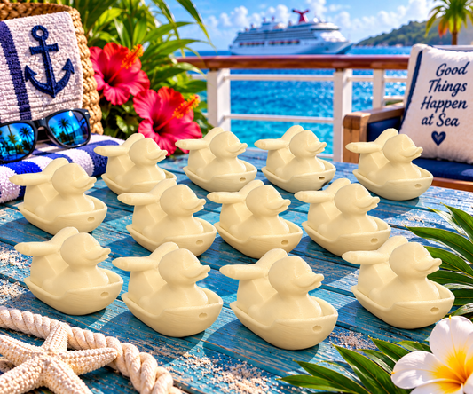 Set of 10 glow-in-the-dark 3D printed cruise ship ducks