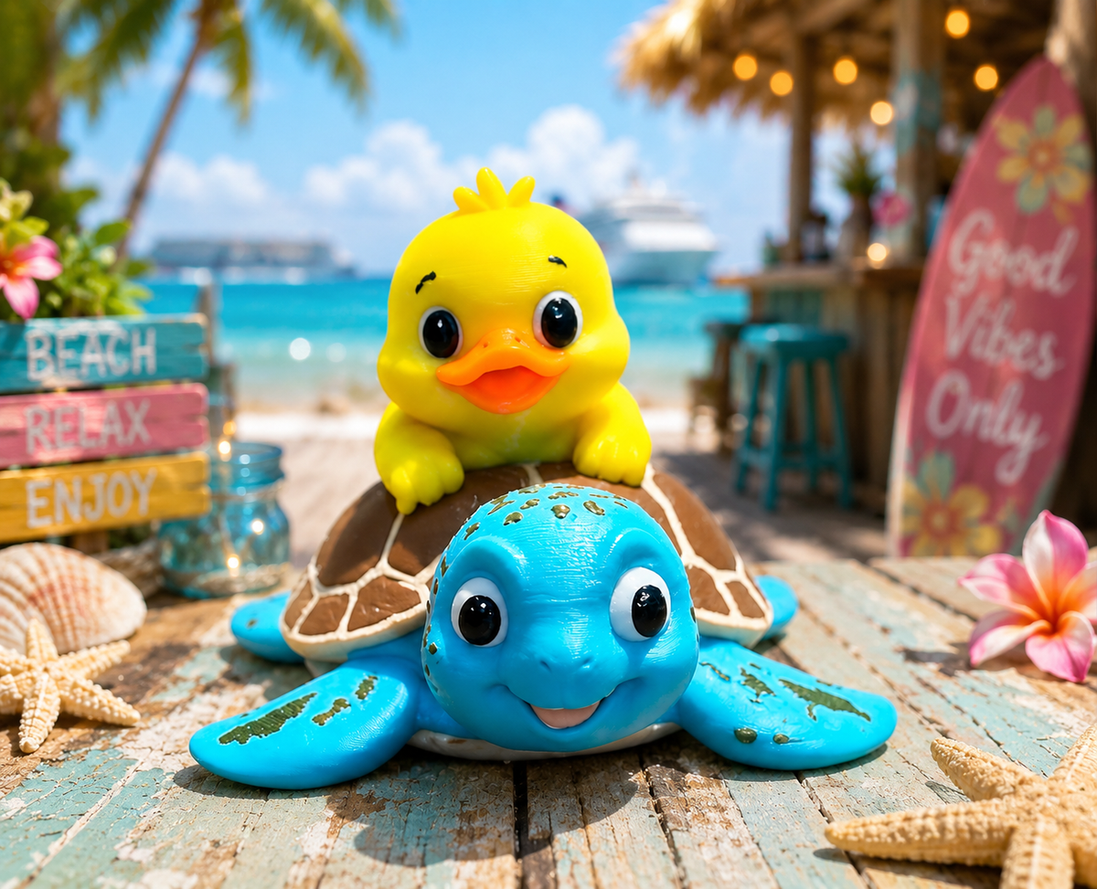 3D printed sea turtle BFF duck collectible
