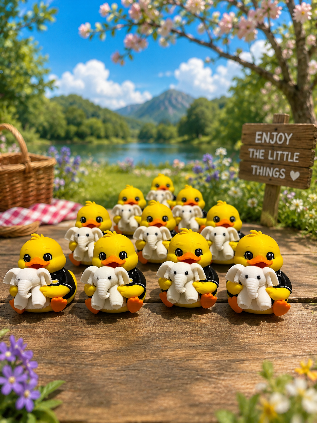 Set of 10 3D printed cruise room attendant ducks