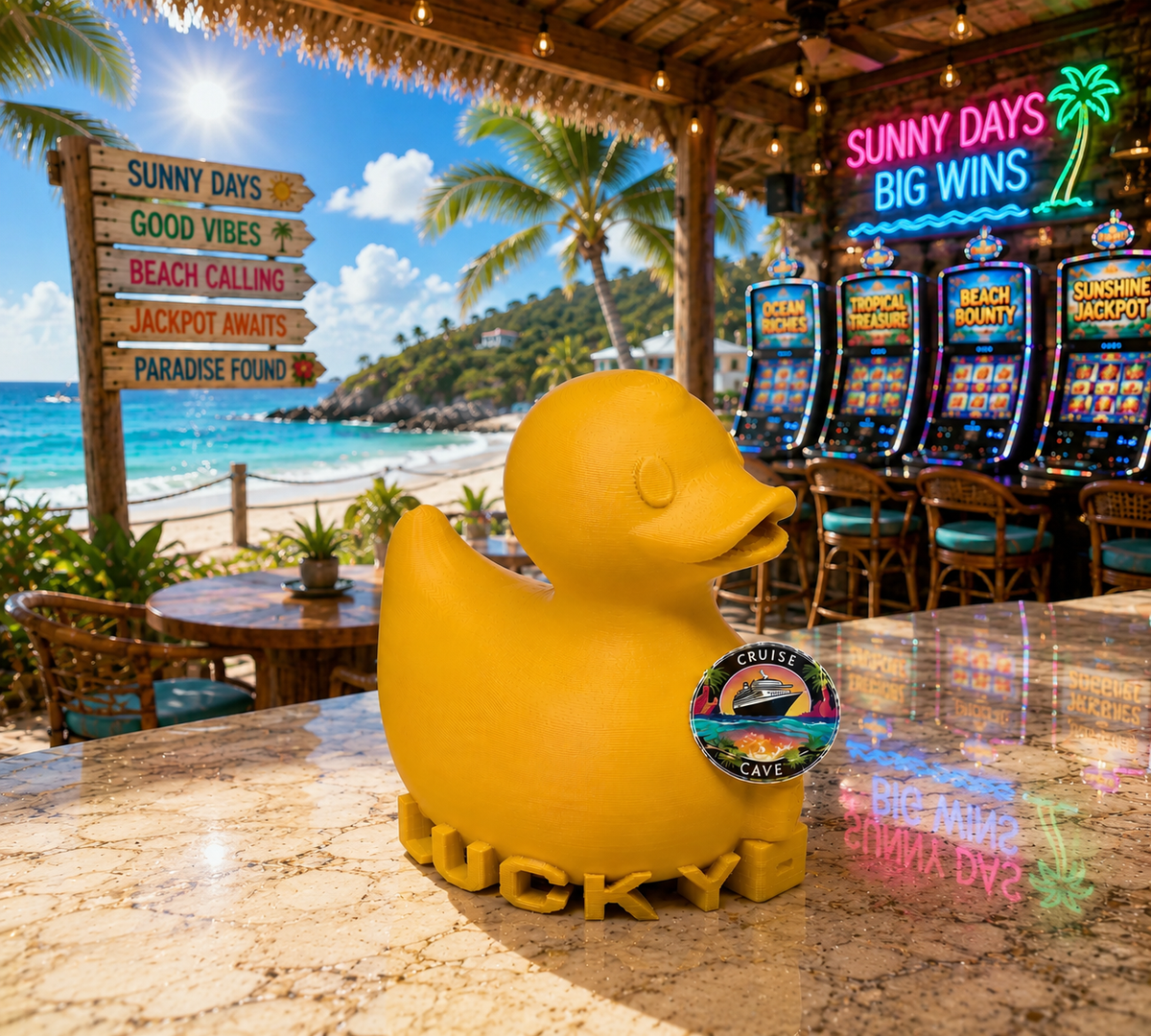 3D printed Lucky Ducky casino duck collectible