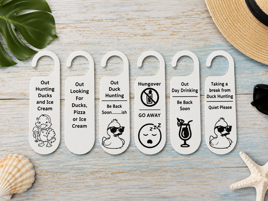 3D printed cruise cabin door hanger with playful phrase