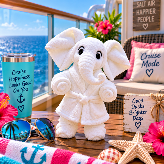 3D printed cruise towel elephant collectible