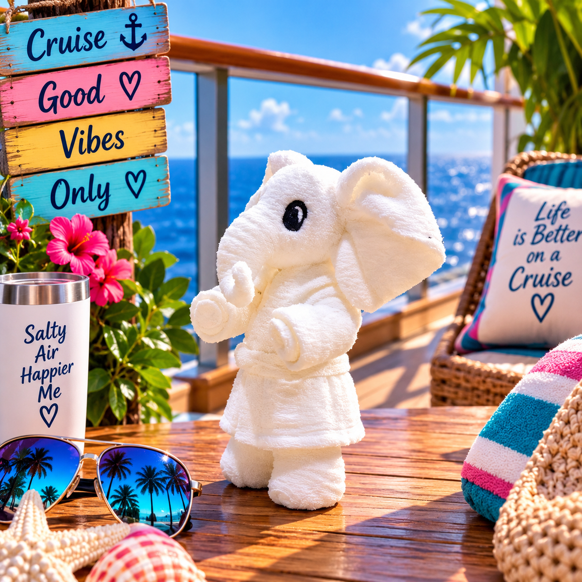 3D printed cruise towel elephant collectible