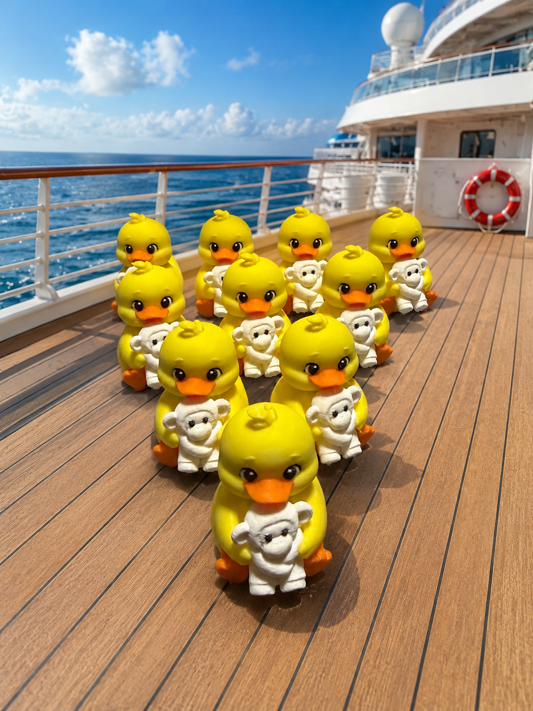 Set of 10 ducks holding cruise towel monkeys
