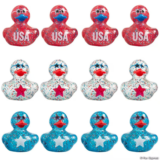 Patriotic Tri-Color Polka Dot USA Rubber Ducks