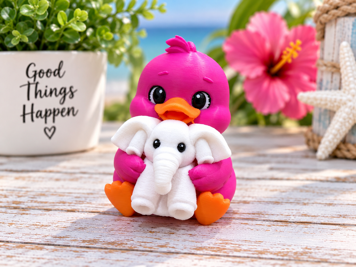 Set of 10 pink ducks holding towel elephants