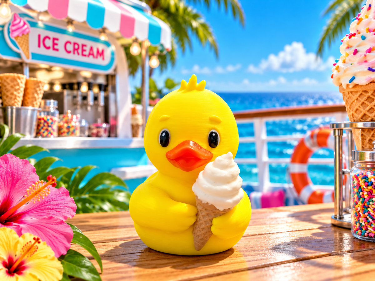 Set of 10 3D printed ice cream cone ducks