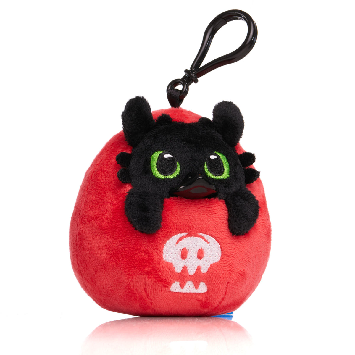 TUBBZ Toothless plush bag charm keychain from How to Train Your Dragon front view
