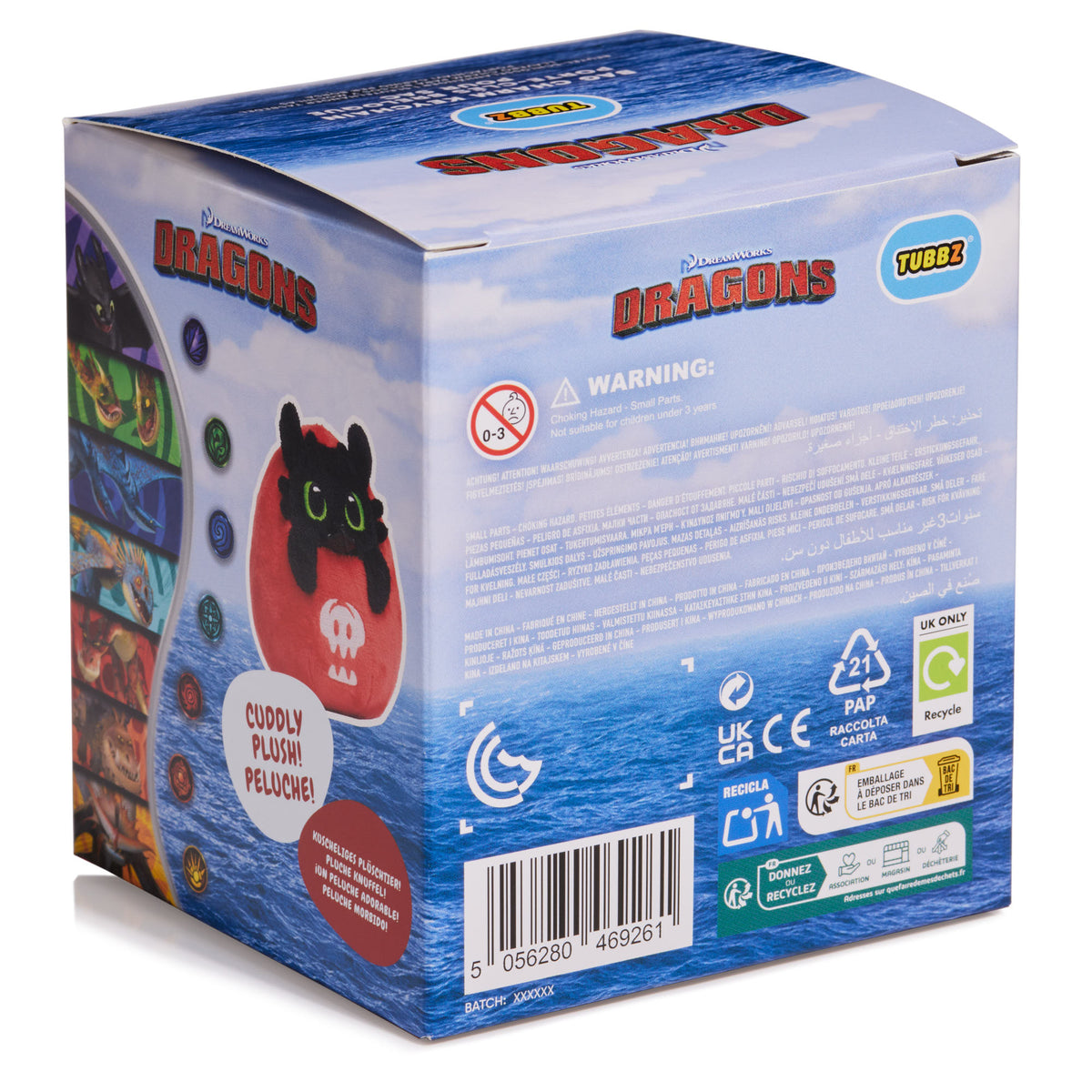 TUBBZ Toothless plush bag charm keychain retail packaging back view