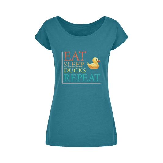 Eat Sleep Ducks Repeat Wide Neck Womens T-Shirt XS-5XL