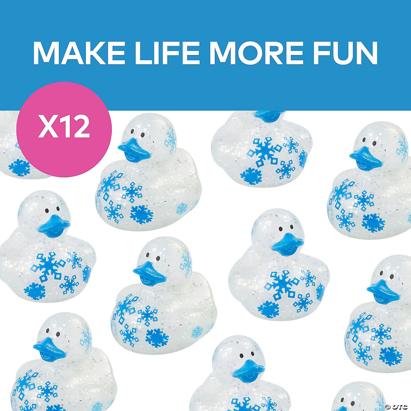 Winter Snowflake Glitter Sparkle Rubber Ducks - by the dozen
