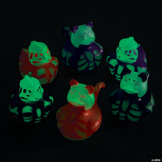 Glow-in-the-Dark Halloween Skeleton Rubber Ducks - 50