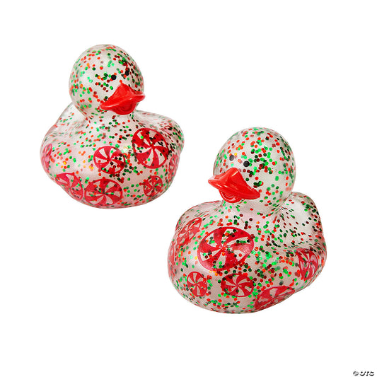 Christmas Glitter & Peppermint Rubber Ducks - by the dozen