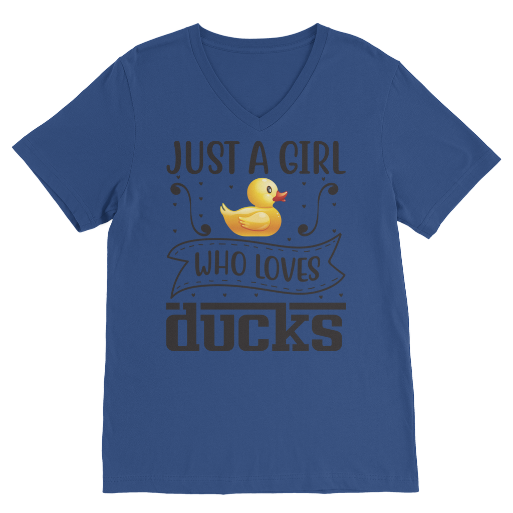 Just a Girl Who Loves Ducks Classic V-Neck T-Shirt