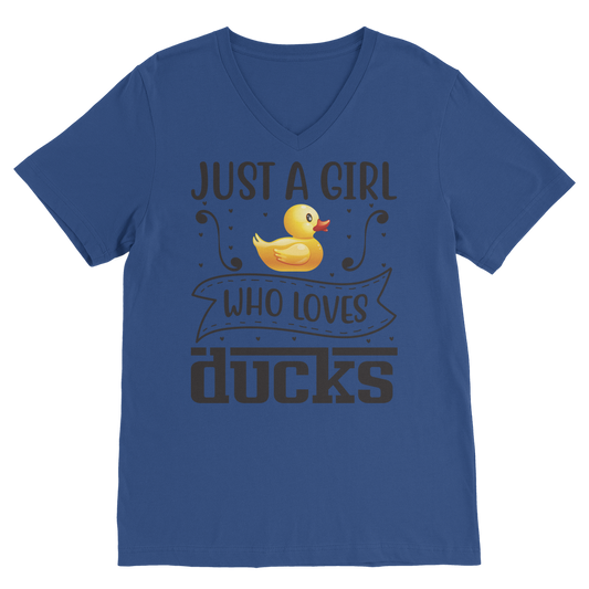 Just a Girl Who Loves Ducks Classic V-Neck T-Shirt