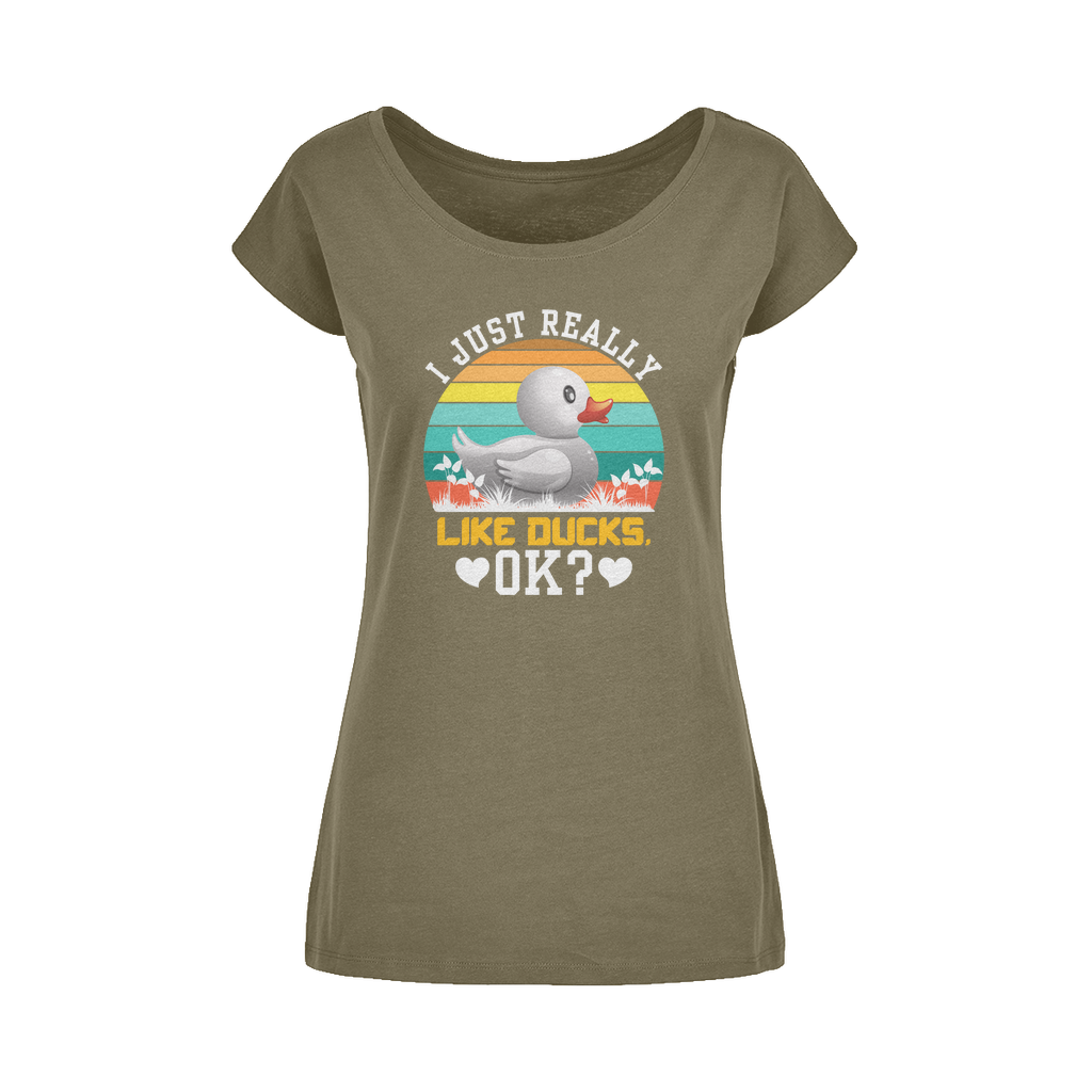 I Just Really Like Ducks! Ok! Wide Neck Womens T-Shirt XS-5XL
