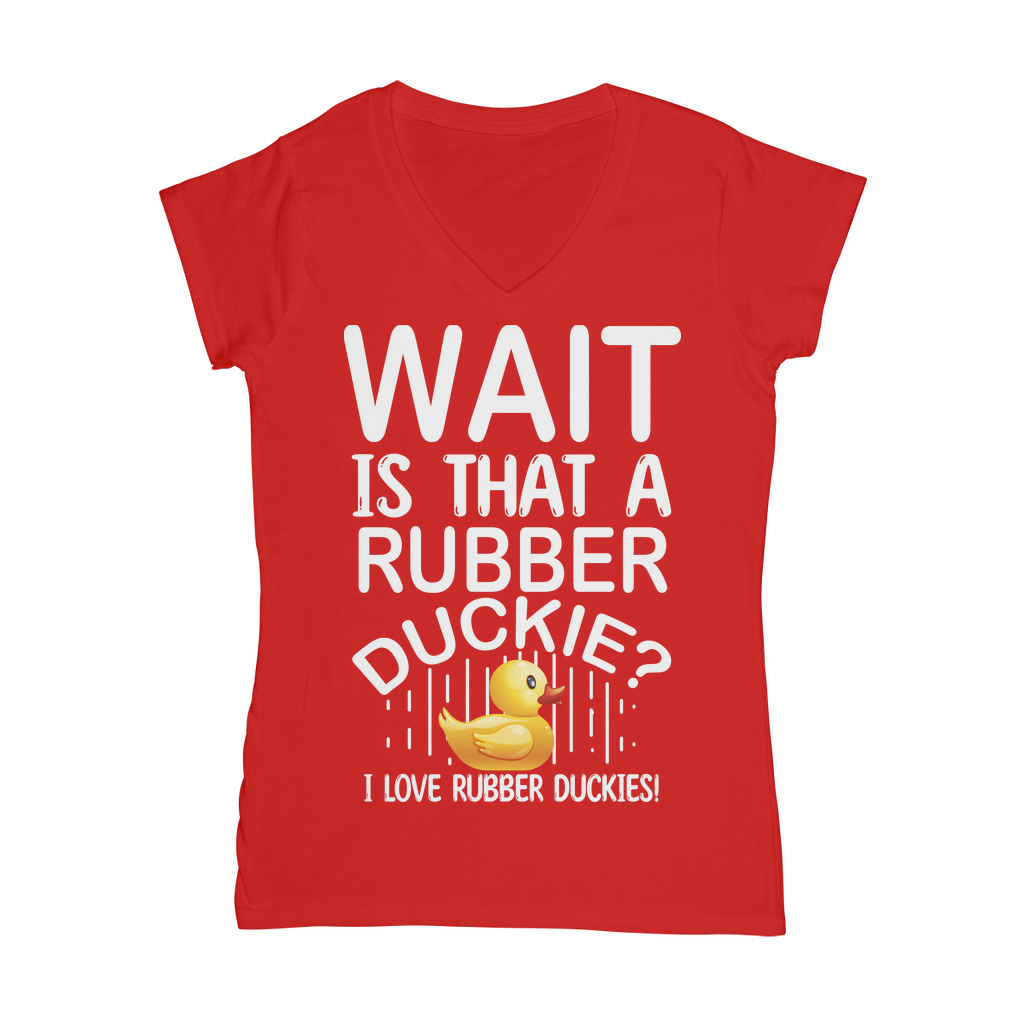 Wait! Is That a Rubber Duckie? Classic Women's V-Neck T-Shirt