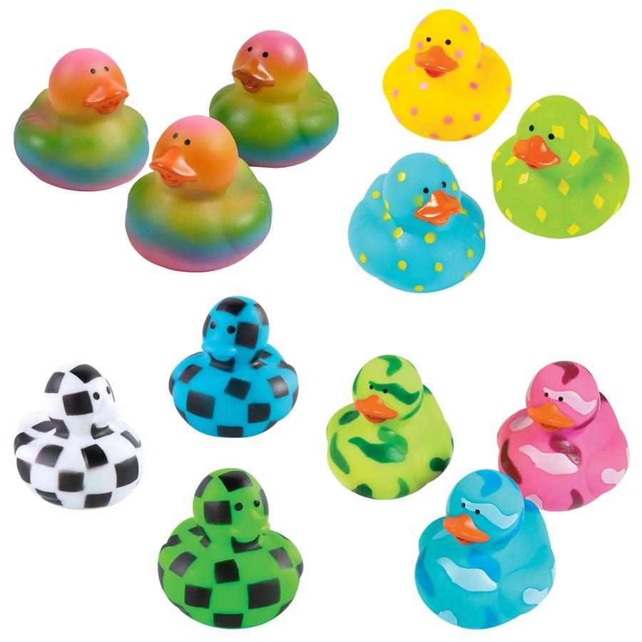 Patterned Rubber Ducks Assortment - 48-Pack - product photo