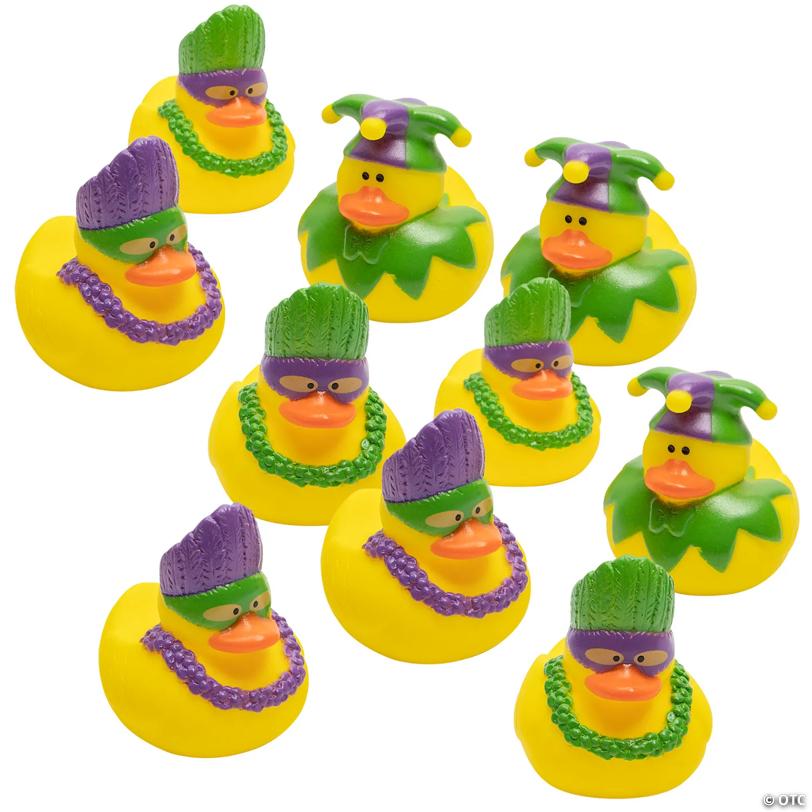 2 Bulk 120 Pc. Mardi Gras Jester's Hat & Mask Vinyl Rubber Ducks