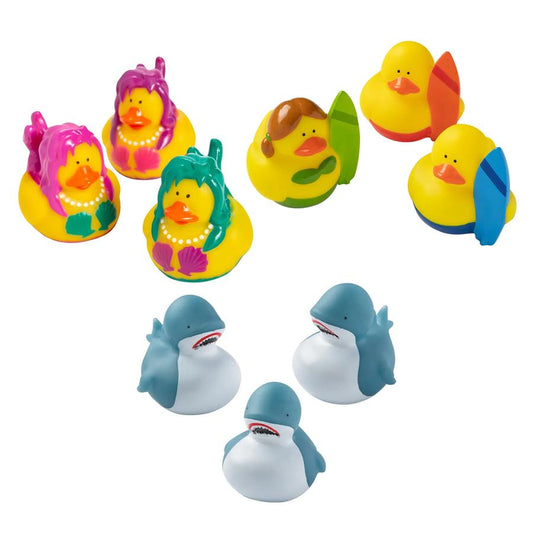 2" Summer Beach Characters Rubber Duck Toys Assortment - 36-Pack