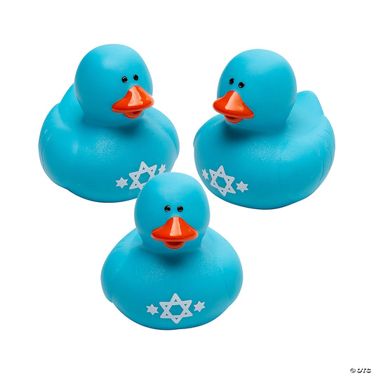 Blue & White Hanukkah Rubber Ducks - 12-Pack