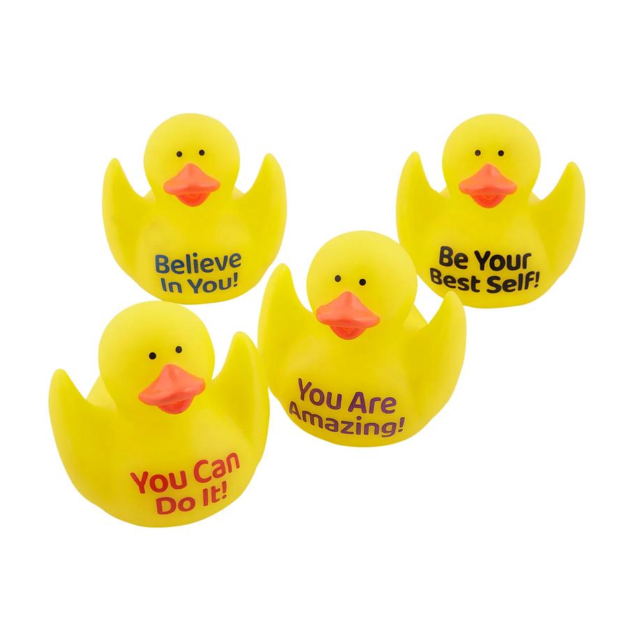 Inspirational Phrases Yellow Rubber Ducks - 12-Pack - product photo