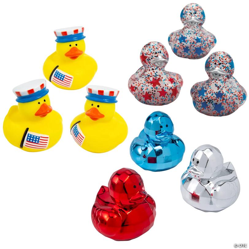 Patriotic Red, White & Blue Rubber Duck Assortment - 36 Pc.