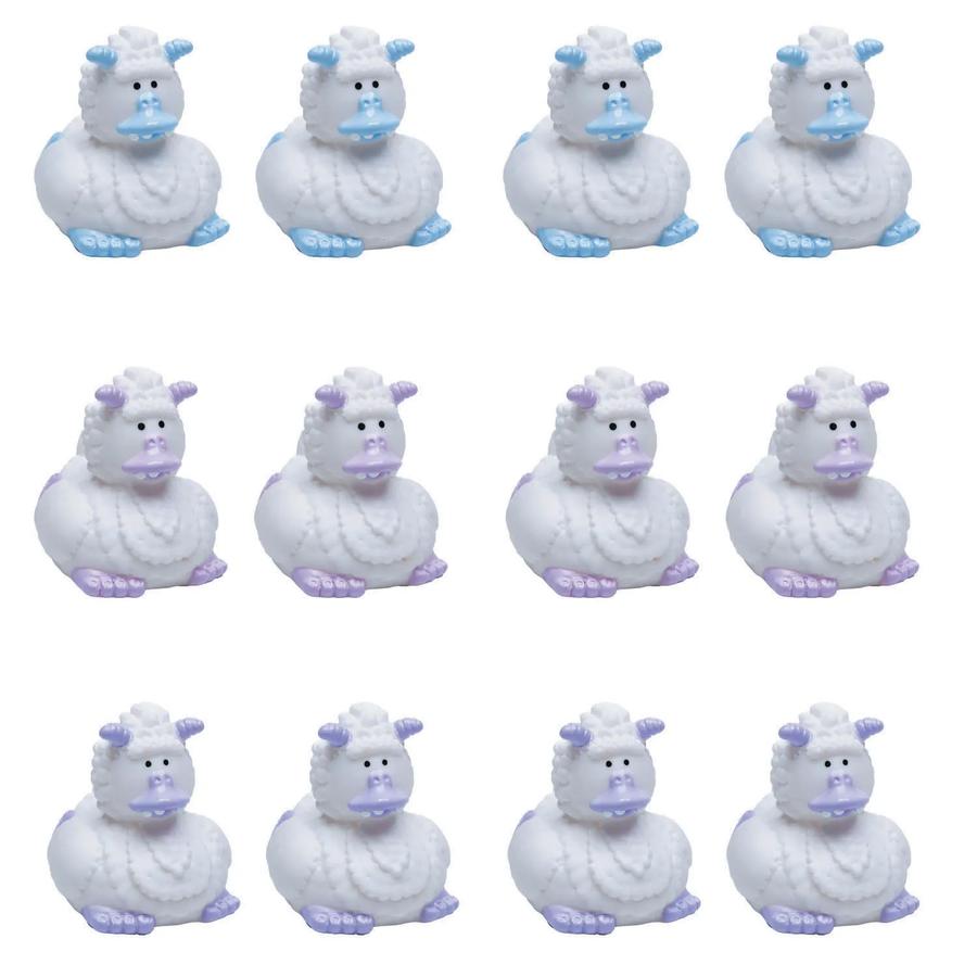 2 White & Pastel Yeti Rubber Ducks with Horns – 12 Pc.