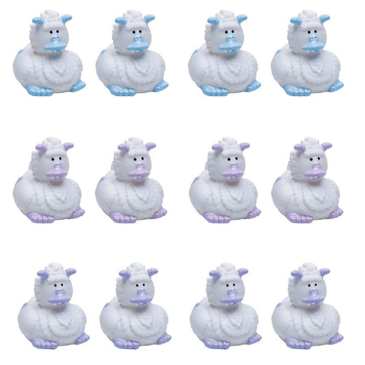 2 White & Pastel Yeti Rubber Ducks with Horns – 12 Pc.