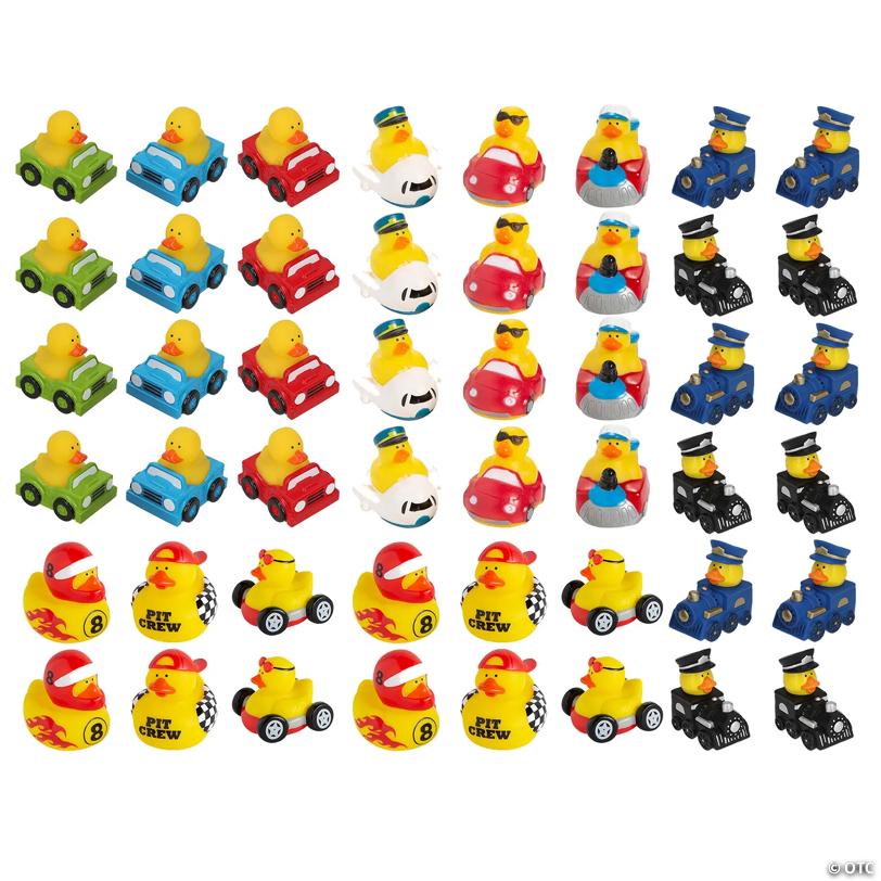 Bulk 48 Pc. Vehicle-Themed Vinyl Rubber Ducks Assortment