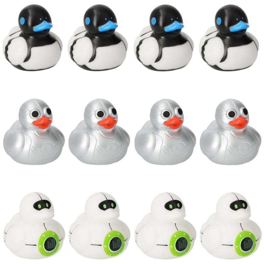 2" Futuristic Sci-Fi Robot Rubber Ducks - 12-Pack